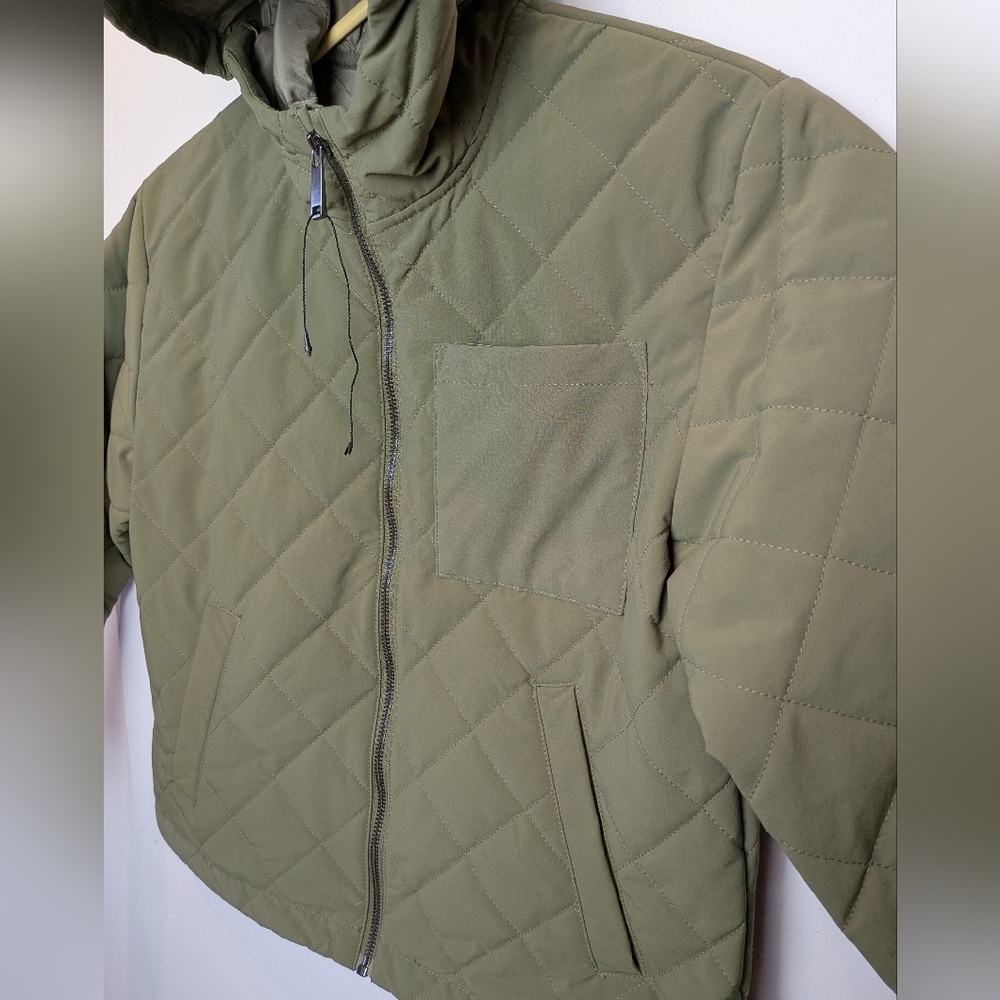 ZARA Kaki Green Girl Kid Mid Season Coat Size 8-9 3 Pockets Fall Or Spring - Picture 2 of 9